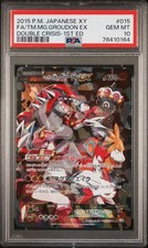 2015 POKEMON JAPANESE XY DOUBLE CRISIS FULL ART/TEAM MAGMA'S GROUDON EX PSA 10 picture
