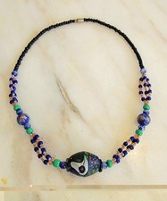 Vintage West African Mixed Trade Bead Necklace | Face Bead · Venetian Aventurina picture