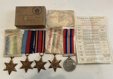 WW2 British Named On The Box With Paperwork, 5 Medal Grouping￼￼ picture