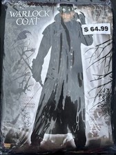 Men's Warlock Coat Costume Vampire Lord Victorian Steampunk Black Gothic Adult picture