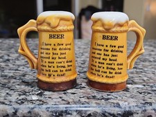 Vintage Kansas City Airport Beer Mug Stein Salt & Pepper Shaker Set picture