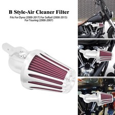 Chrome Sucker Air Cleaner Filter Red Element Fit For Harley Touring Dyna Softail picture