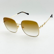 Gucci GG0879S Oversized Square Sunglasses Gold Brown Lens Women 61-16-140 picture