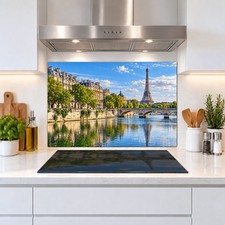Custom Tempered Glass Kitchen Backsplash, Eiffel Tower Paris Scene (Made in USA) picture