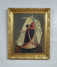 AMAZING WILFREDO LAM OIL ON CANVAS CIRCA 1968 WITH FRAME IN GOOD CONDITION picture