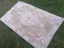 4.6x7.6 neatural oushak area rug, pastel rug, handmade turkish picture