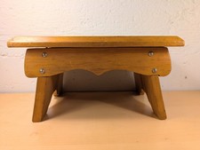 Vtg 1975 Signed Wooden Footstool Carved Geese 15