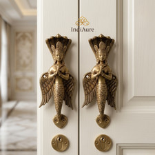 Brass NagKanya Door Handle Set of 2 | Antique Door Pull Decor picture