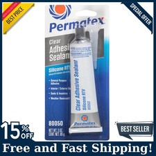 Permatex 80050 Clear RTV Silicone Adhesive Sealant 3 oz Waterproof Gasket, NEW picture