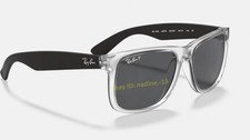 Ray-Ban Justin RB4165 Color Mix Polarized Matte Transparent Grey Sunglasses 54mm picture