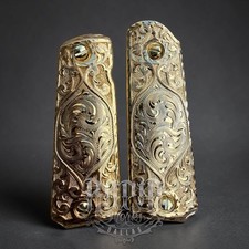1911 45 38 Super Full Size Gold Gun Pistol Grip Cachas Chapeado & 24K Screws picture