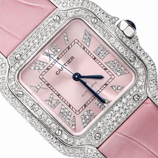 NEW 4.50TCW Natural Diamond Cartier Santos Medium 35mm Roman Pink Dial Watch picture
