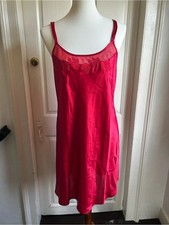 Vintage Y2K 2000s Morgan Taylor Red Satin Chemise Nightgown Sheer Mesh Large picture
