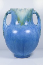 1933 Roseville Pottery Tourmaline Blue Drip Glaze Vase 679-6 Art Deco MINT picture