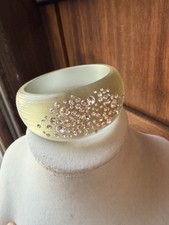  Alexis Bittar Unsigned Frosted Olive/Gray  Lucite Crystal Bangle picture