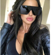 BETTY Flat Top Huge Big Oversized XXL SHIELD Square Women Sunglasses 