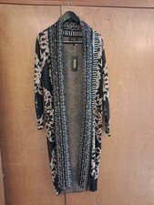 Shyanne Long Open Front Cardigan Duster, Black, Gray & Cream Print NWT sz Small picture