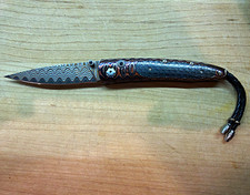 William Henry B10 Silicon 038/100 Copper Wave Damascus Mokume Topaz Knife picture