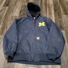 Carhartt Ripstop Hoodie Lined Men's XL 100921 412 Navy Blue Michigan NCAA picture