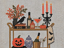 Halloween Bar Cart Needlepoint Canvas 18 Count picture