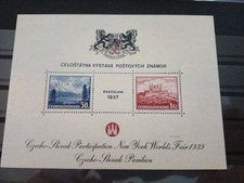 Czechoslovakia 1939 NY World's Fair Overprint on 1937 Bratislava Miniature Sheet picture