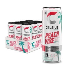 CELSIUS PEACH VIBE Sparkling White Peach, 12 Fl Oz (Pack of 12), Peach Vibe picture