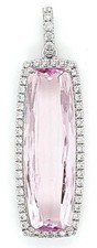EXTRA LARGE 13.38CT DIAMOND & AAA KUNZITE 18K WHITE GOLD CUSHION & ROUND PENDANT picture