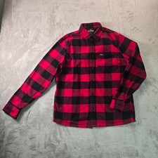 Hollister Men's Red Black Plaid Flannel Shirt M Button Up Casual picture