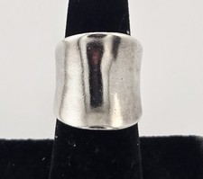 Vintage 999 Fine Silver Modernist Concave Band Ring Size 6 China - 11.7g picture