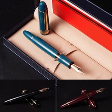 NEW Wingsung 630 Fountain Pen 14K Gold Nib Resin Pen Piston Gold Clips picture