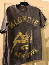 Vintage  Blondie New York 1974 Graphic Print Gray M Cotton Crew Neck Tee picture