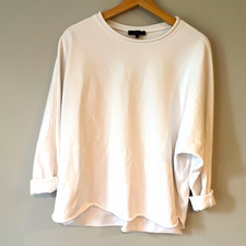Quince Women’s Organic French Terry Crew Neck Sweatshirt White Relaxed Size M picture