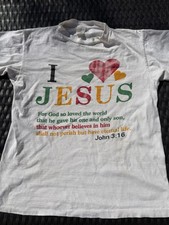 Vintage I Love Jesus John 3:16 Verse T Shirt Mens Large Fit Medium Single Stitch picture