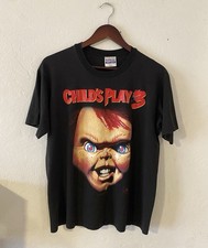 Vintage 90s Chucky Child’s Play 3 Rare Big Face Horror Movie Promo Large T Shirt picture