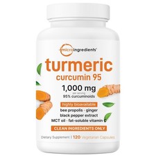 Pure Turmeric Curcumin 1000mg 120 Veggie Caps 95% Curcuminoids Black Pepper picture