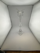 One Mikasa Vintage Lead Crystal Glass Candle Holder Stick 12in.tall Fluted Tulip picture