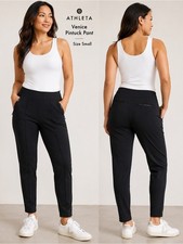 Athleta Venice Pintuck Pants Black Stretch Zip Pockets Size Small S picture