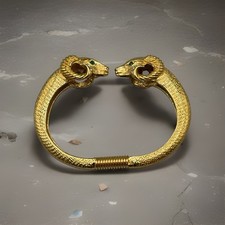 KJL-Kenneth Jay Lane For Avon Signed Vintage Gold Tone Ram's Head  Bracelet picture