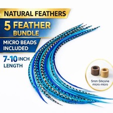 Five Feathers 7-10 Inch long Beautiful Ocean Blue Feathers Bonded At the Tip for picture