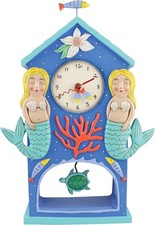 Enesco Allen Designs Beach Time Mantle Wall Clock Mermaid with Turle 6012492 NEW picture