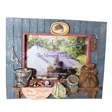 Special Moments Fishing Theme Photo Frame Resin Wall Decor 3.5x5 Cabin Lodge picture