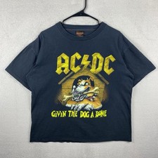 Vintage ACDC Givin The Dog A Bone T-Shirt Mens XL Black USA Made Single Stitch picture