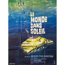 WORLD WITHOUT SUN Cousteau Movie Poster Submarine - 47x63 in. - 1964, Rare picture