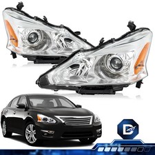 For 2013 2014 2015 Nissan Altima Sedan Halogen Chrome Headlights Headlamps Pair picture