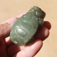 $500 19TH QING Dynasty Chinese ANTIQUES  OLD JADE DRAGON TURTLE TORTOISE 98G picture