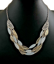 Brighton MIRABELLA Silver Layered MOP Filigree Oval Bead Multi Chain Necklace picture