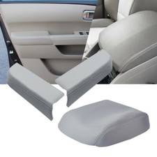 For 2009-2015 Honda Pilot Leather Front Door Panels & Console Lid Armrest Cover picture