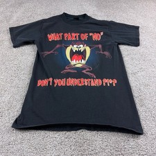 VINTAGE Looney Tunes Shirt Mens Medium Black Taz Looney Tunes Graphic 1996 picture