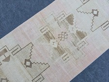 3' x 14' Vintage Neutral Runner Rug, Turkish Oushak Wool Beige Hallway Runner picture