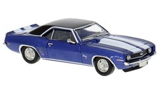 Brekina 1969 Chevrolet Camaro SS, Metallic Blue, Black Roof 1/87 HO Scale #18381 picture